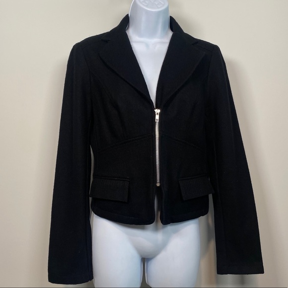 Odds & Evens Black Wool Zipper Closure Blazer - Picture 3 of 10